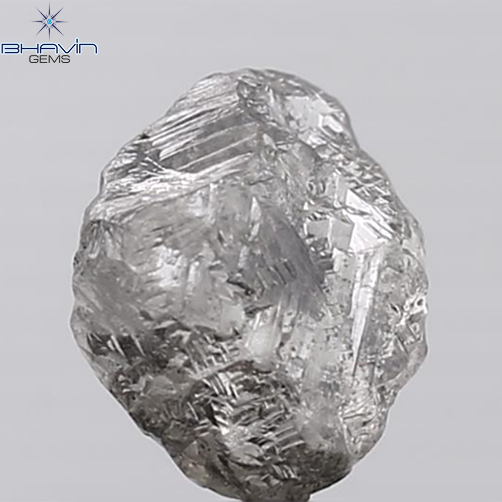 0.44 CT ラフシェイプ ナチュラル ダイヤモンド ブラック グレー (ソルト アンド パッパー) カラー I3 クラリティ (4.95 MM)