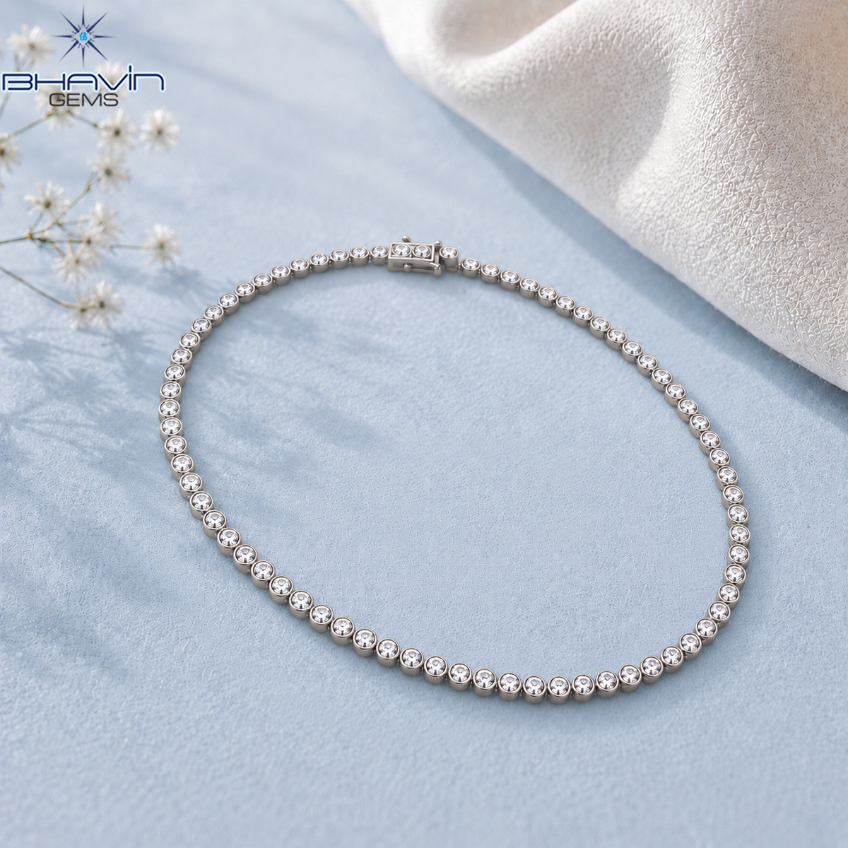 Bezel Set Round Diamond Tennis Necklace