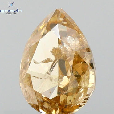 0.94 CT Pear Shape Natural Diamond Brown Color I2 Clarity (7.00 MM)