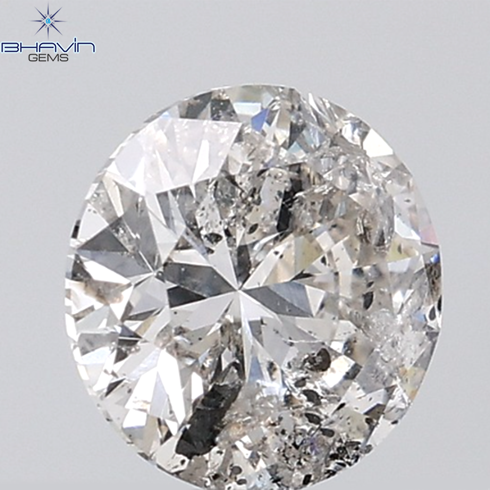 0.44 CT ラフシェイプ ナチュラル ダイヤモンド ブラック グレー (ソルト アンド パッパー) カラー I3 クラリティ (4.95 MM)