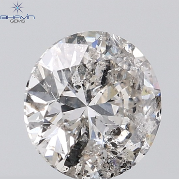 0.44 CT ラフシェイプ ナチュラル ダイヤモンド ブラック グレー (ソルト アンド パッパー) カラー I3 クラリティ (4.95 MM)