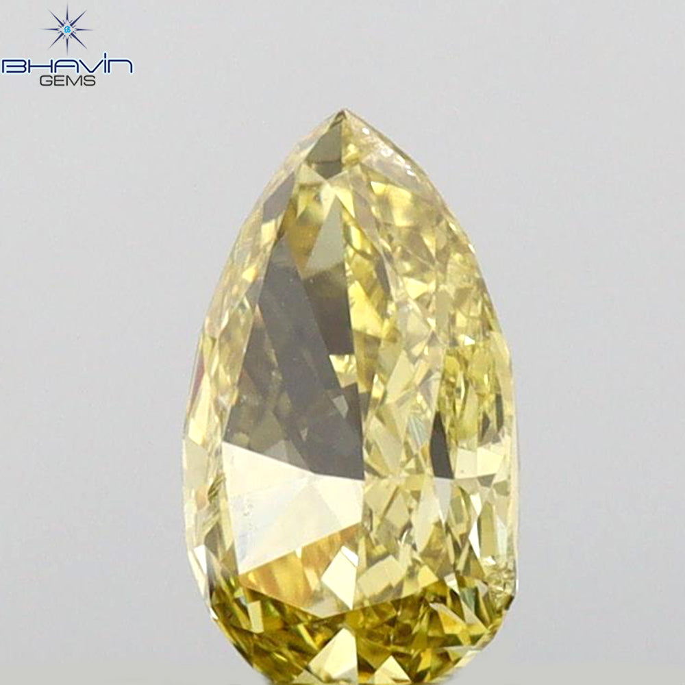 0.53 CT Pear Shape Natural Diamond Green (Chameleon) Color VS2 Clarity (6.60 MM)