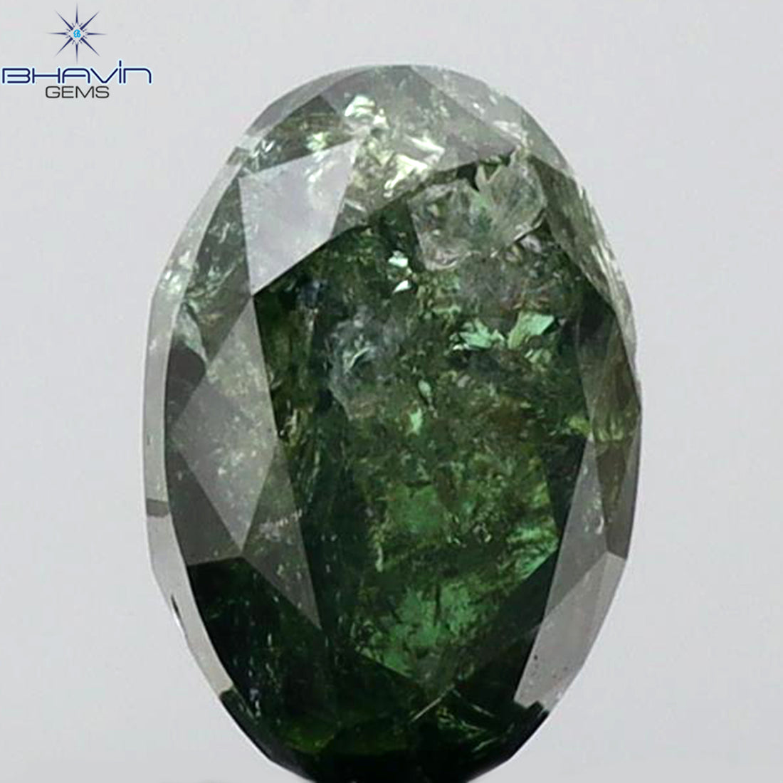 0.72 CT オーバルシェイプ 天然ダイヤモンド グリーンカラー I3 クラリティ (6.48 MM)