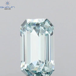 0.33 CT Emerald Shape Natural Diamond Blue Color VS1 Clarity (5.22 MM)