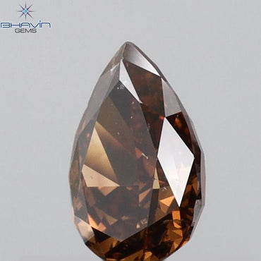 0.46 CT Pear Shape Natural Diamond Red Brown Color SI1 Clarity (6.10 MM)