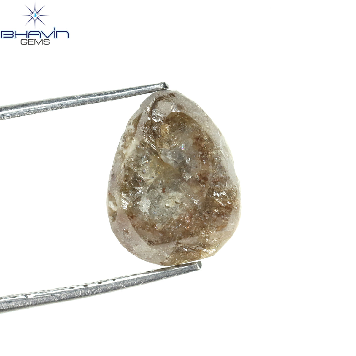 1.05 CT、ノーカット ポルキ シェイプ、天然ダイヤモンド、ブルー カラー、I3 クラリティ (5.42 MM)