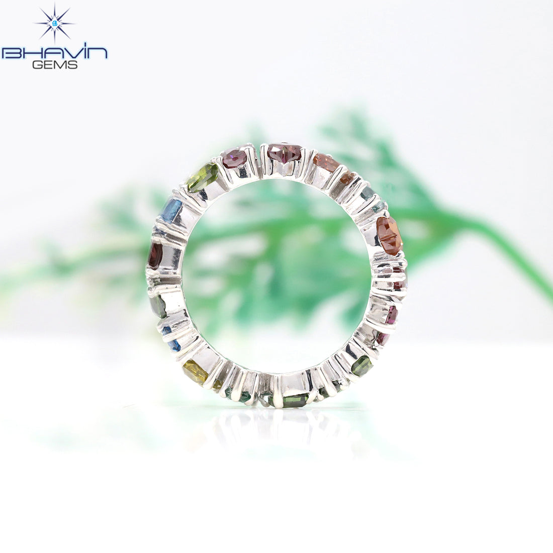 Natural Multi-Color Diamond Mixed Shape Eternity Band