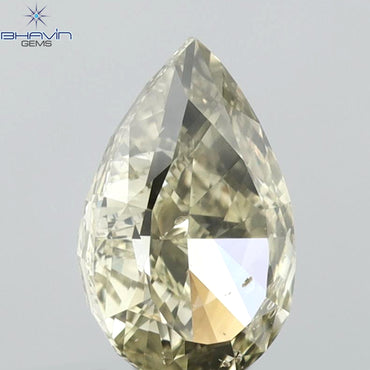 1.01 CT Pear Shape Natural Diamond Green Yellow Color SI1 Clarity (7.97 MM)