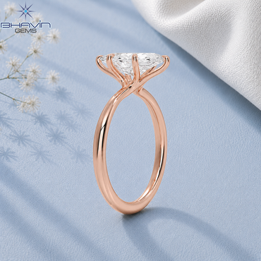 Marquise Cut Solitaire Engagement Ring with 6-Prong Sculpted Basket in Rose Gold