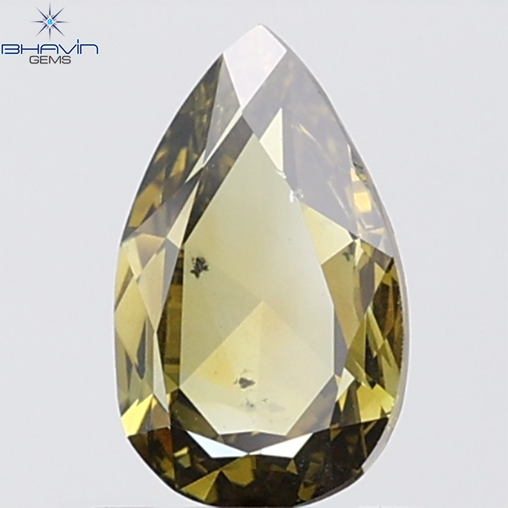 0.88 CT Pear Diamond Natural Green Color SI2 Clarity (8.46 MM)