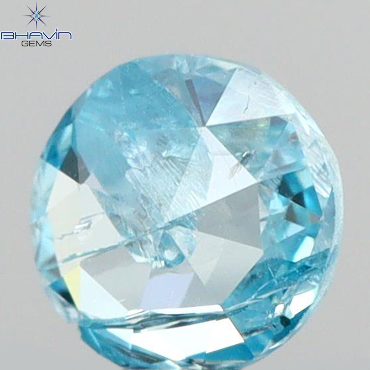 0.18 CT Natural Round Rose Cut Diamond Enhanced Intense Blue Color Clarity I2 (3.93 MM)