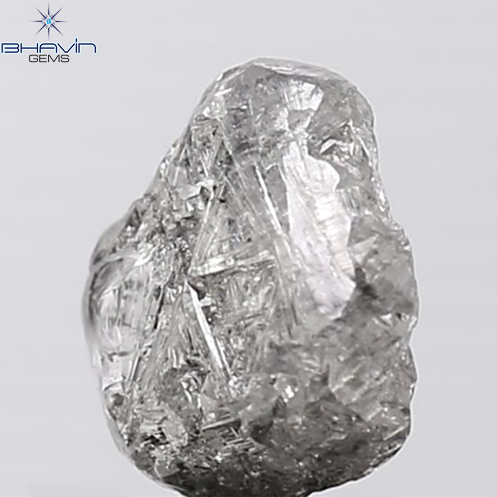 0.44 CT ラフシェイプ ナチュラル ダイヤモンド ブラック グレー (ソルト アンド パッパー) カラー I3 クラリティ (4.95 MM)