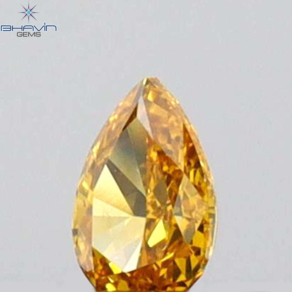 0.09 CT Pear Shape Natural Diamond Orange Color VS1 Clarity (3.52 MM)