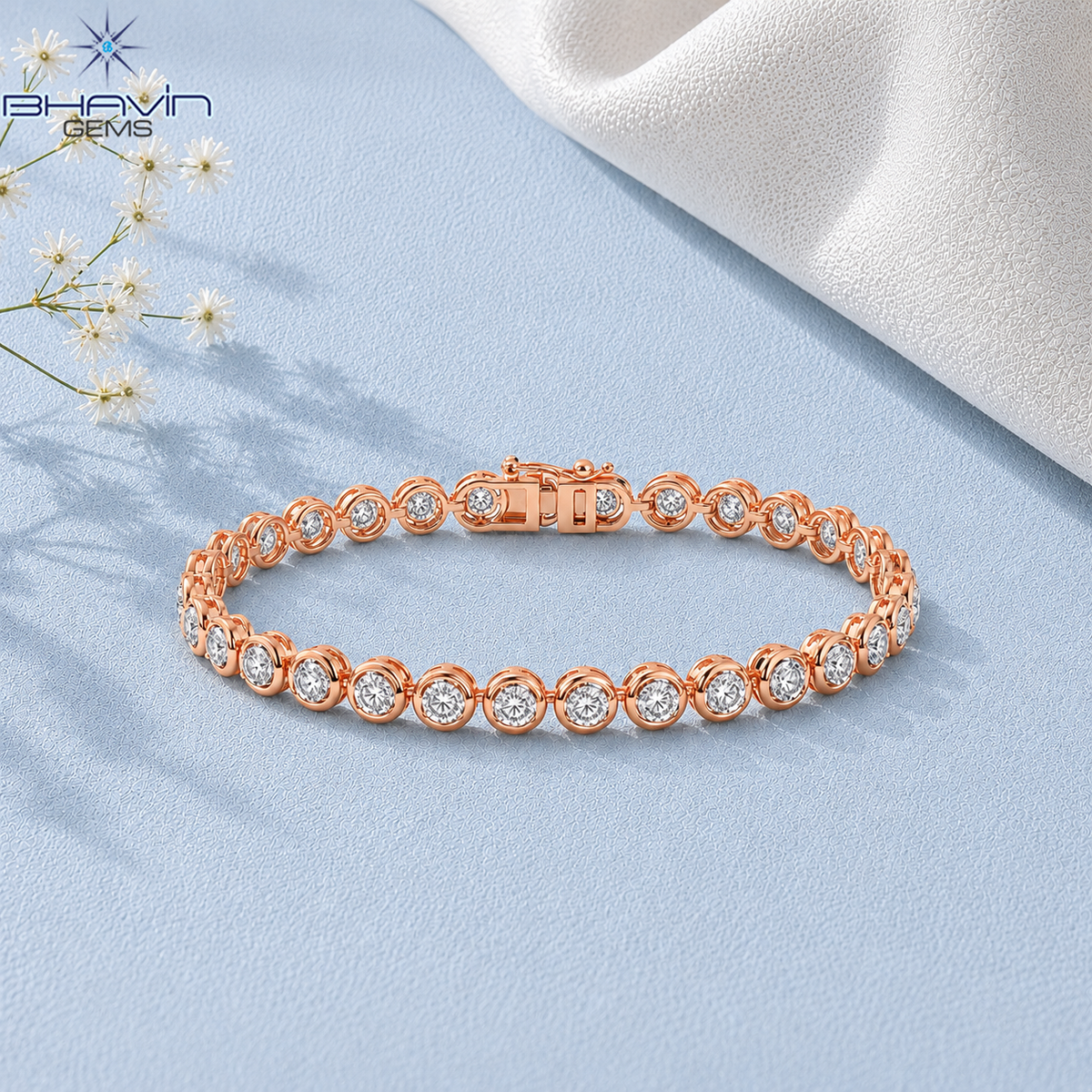 Classic Round Diamond Bezel Link Tennis Bracelet
