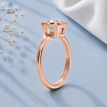 Cushion Cut Bezel Set Solitaire Engagement Ring in Rose Gold
