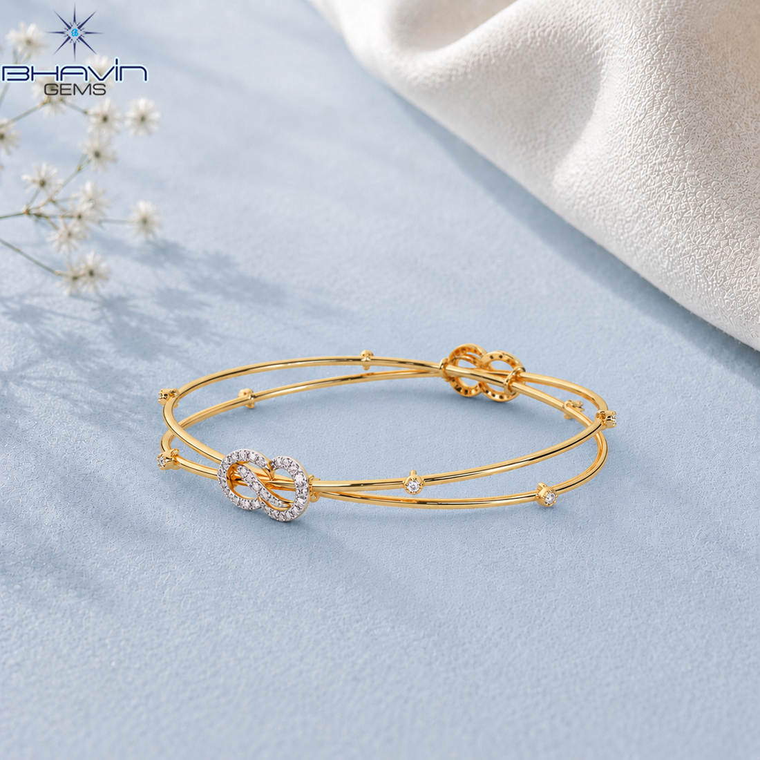 Infinity Love Diamond Double Row Bangle Bracelet