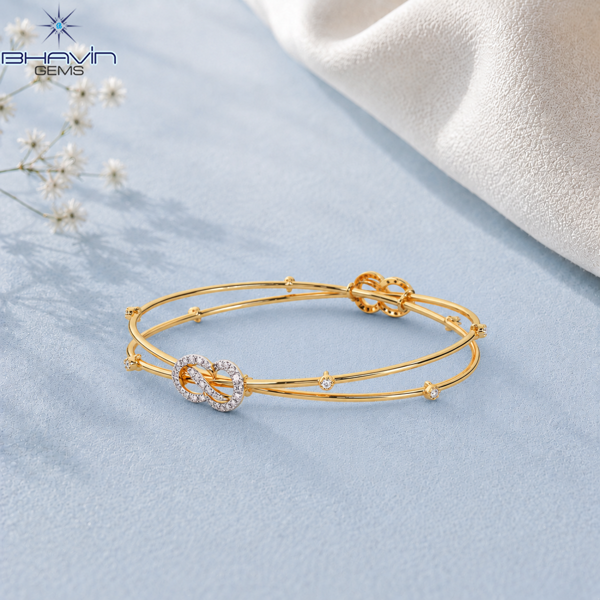 Infinity Love Diamond Double Row Bangle Bracele