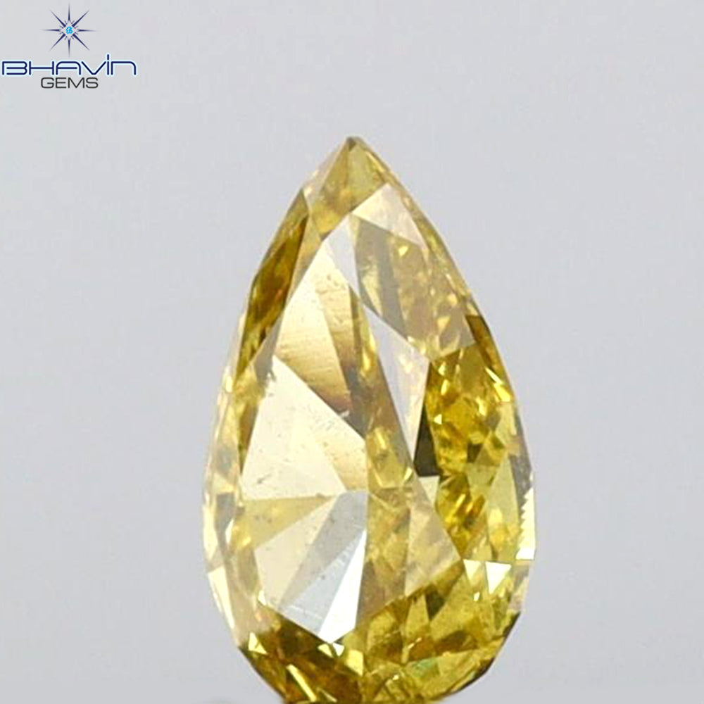 0.25 CT Pear Shape Natural Diamond Green Yellow (Chameleon) Color VS2 Clarity (5.30 MM)