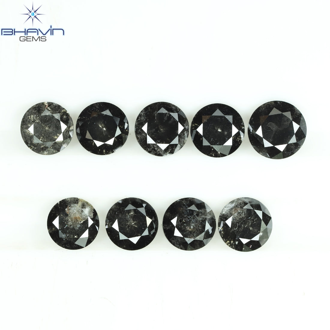 1.00 CT/6 個 ラウンド シェイプ ナチュラル ルース ダイヤモンド ソルト アンド ペッパー カラー I3 クラリティ (3.52 MM)
