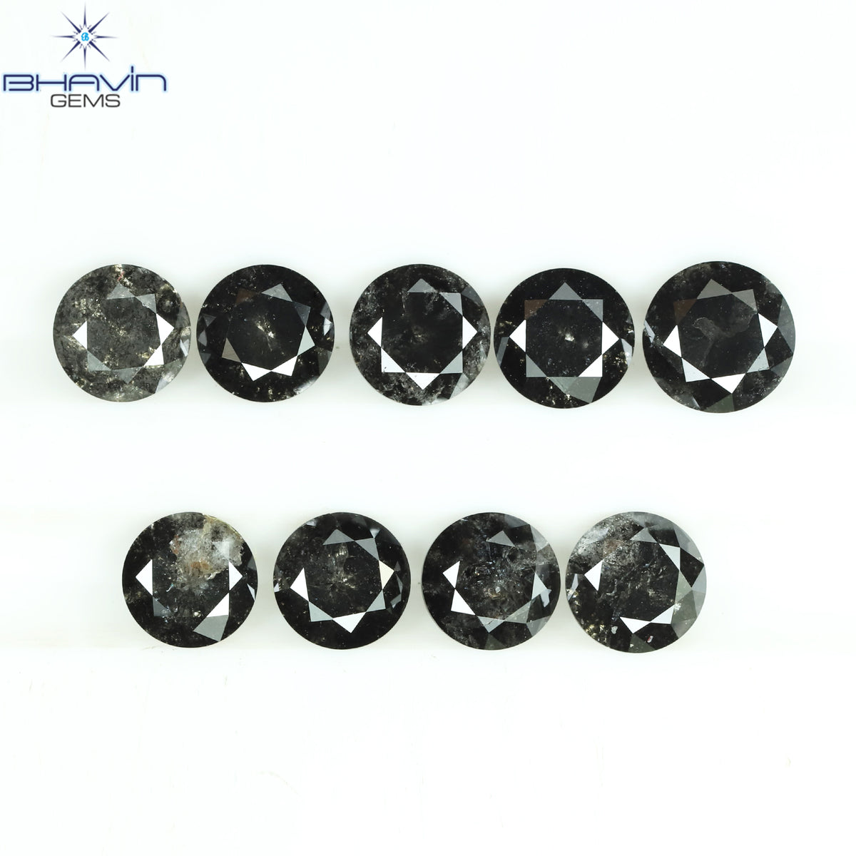 1.00 CT/6 個 ラウンド シェイプ ナチュラル ルース ダイヤモンド ソルト アンド ペッパー カラー I3 クラリティ (3.52 MM)