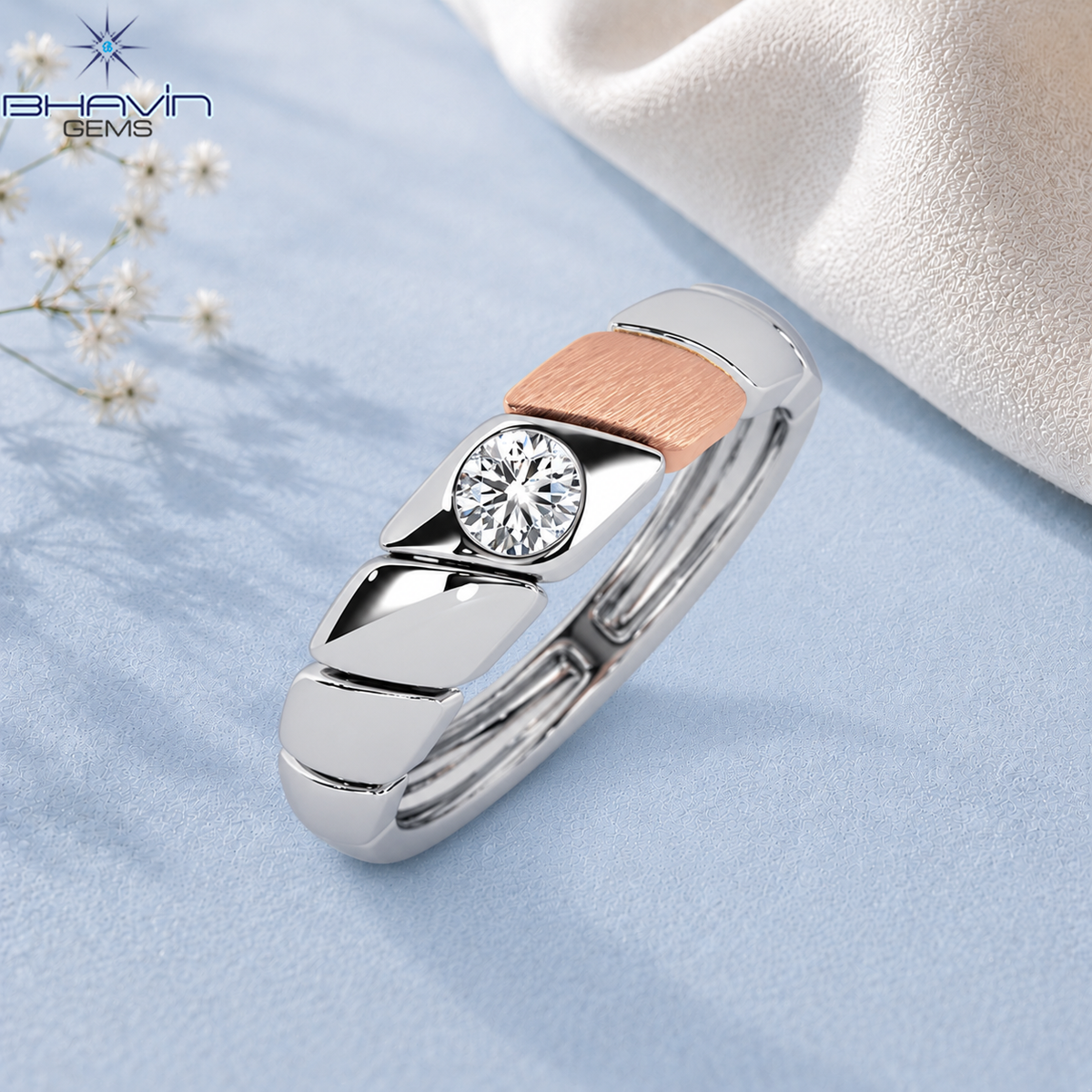 Men’s Geometric Round Diamond Band Ring