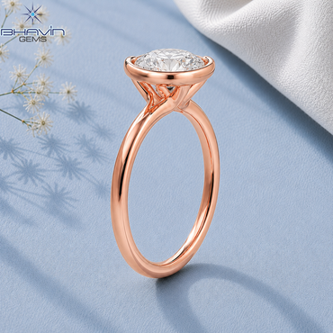 Pear Cut Bezel Set Solitaire Engagement Ring in Rose Gold