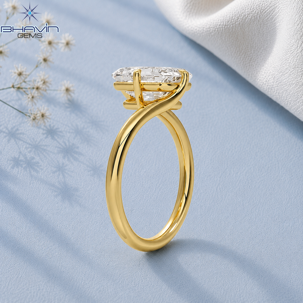 Oval Cut Bypass Solitaire Engagement Ring in Yellow Gold