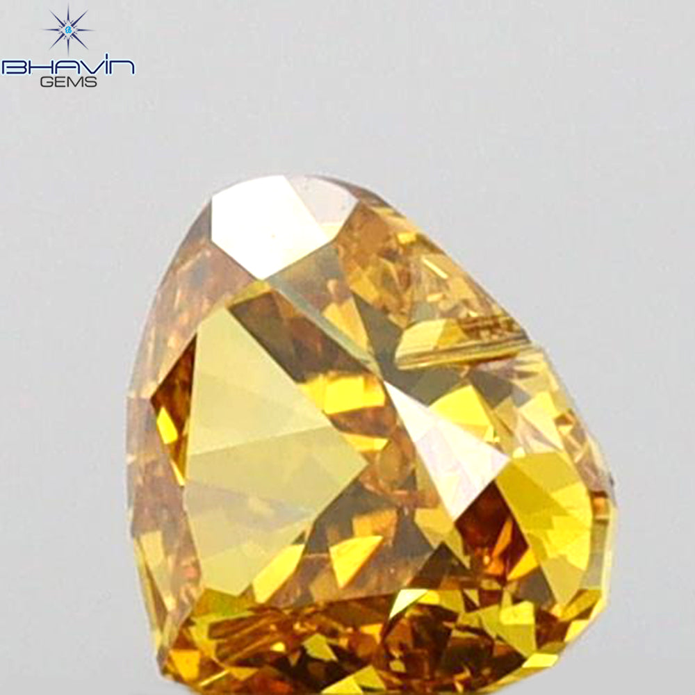 0.32 CT Heart Shape Natural Diamond Orange Color VS2 Clarity (3.95 MM)