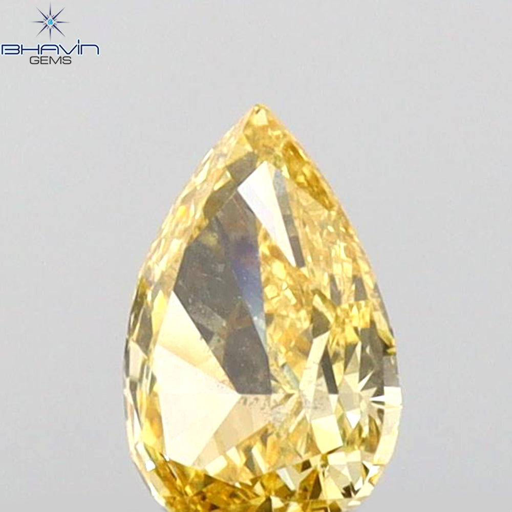 0.30 CT Pear Shape Natural Diamond Orange Color SI1 Clarity (5.50 MM)