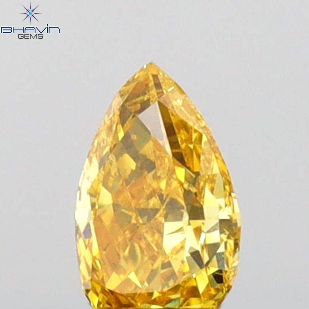 0.23 CT Pear Shape Natural Diamond Orange Color SI1 Clarity (5.00 MM)