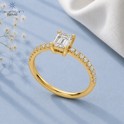 Classic Emerald Cut Diamond Engagement Ring with Pave Accents