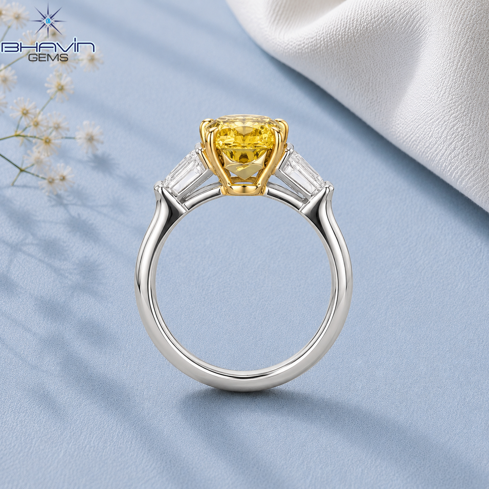 Majestic Yellow Pear Three-Stone Diamond Ring