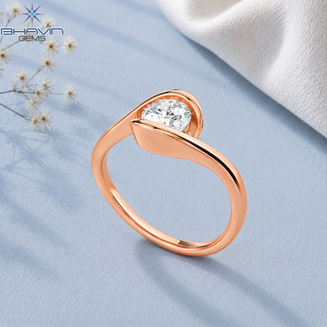 Round Brilliant Cut Tension Bypass Solitaire Engagement Ring in Rose Gold
