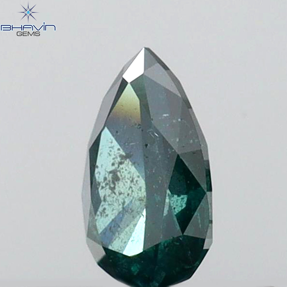 0.23 CT ペアシェイプ ナチュラル ダイヤモンド グリーン カラー I2 クラリティ (6.27 MM)