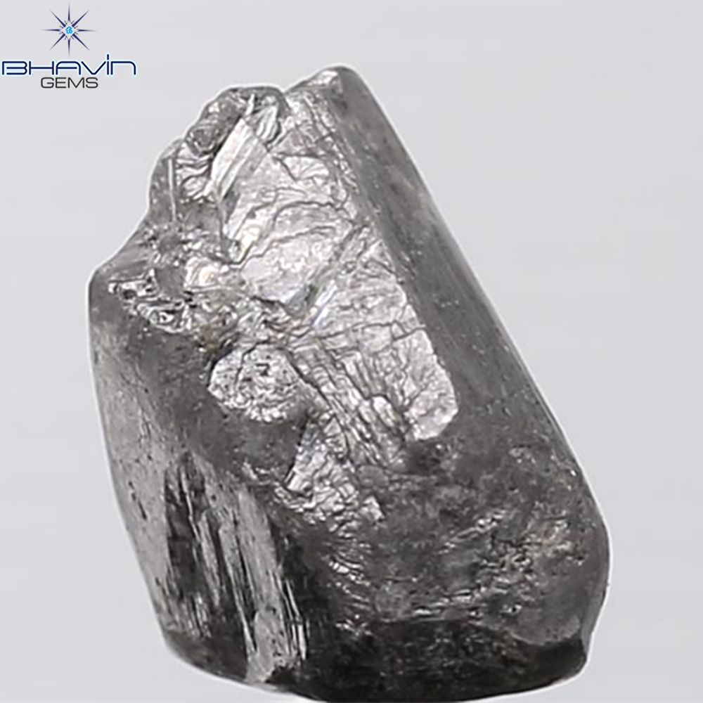 0.44 CT ラフシェイプ ナチュラル ダイヤモンド ブラック グレー (ソルト アンド パッパー) カラー I3 クラリティ (4.95 MM)