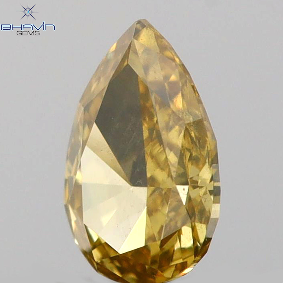 0.17 CT ペアシェイプ 天然ダイヤモンド グリーン（カメレオン）カラー VS2 クラリティ（4.14 MM）