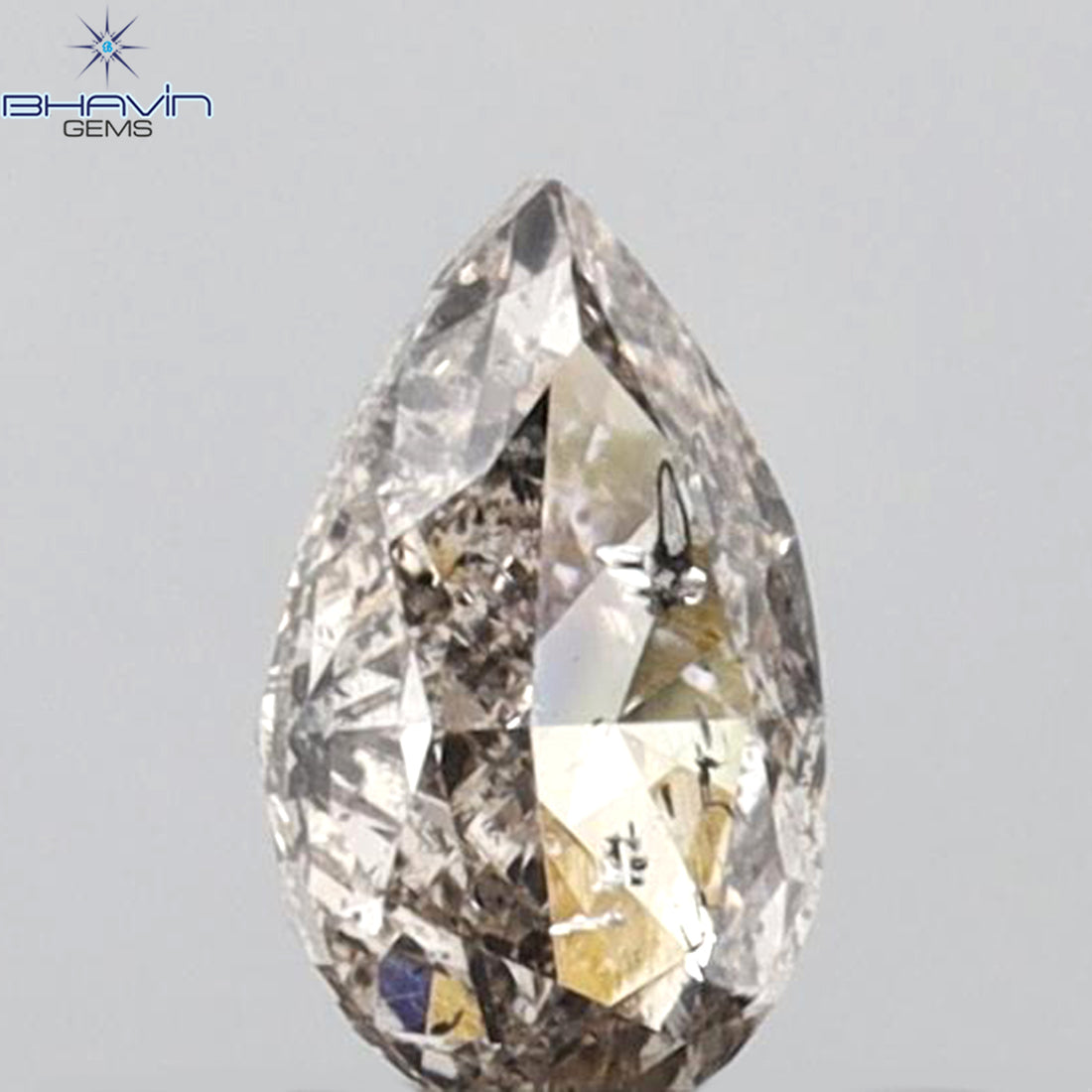 0.23 CT ペアシェイプ 天然ダイヤモンド ピンクカラー I2 クラリティ (5.10 MM)