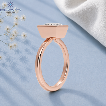 Princess Cut Bezel Set Solitaire Engagement Ring in Rose Gold
