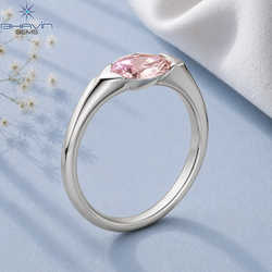 Elegant Marquise Cut Pink Diamond Solitaire Engagement Ring