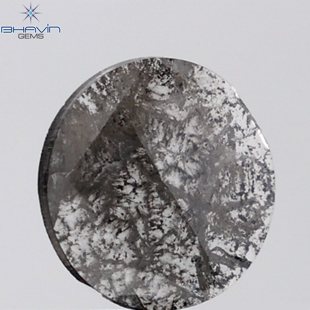 1.54 CT Round Rose Cut Natural Diamond Salt And Pepper Color I3 Clarity (10.82 MM)