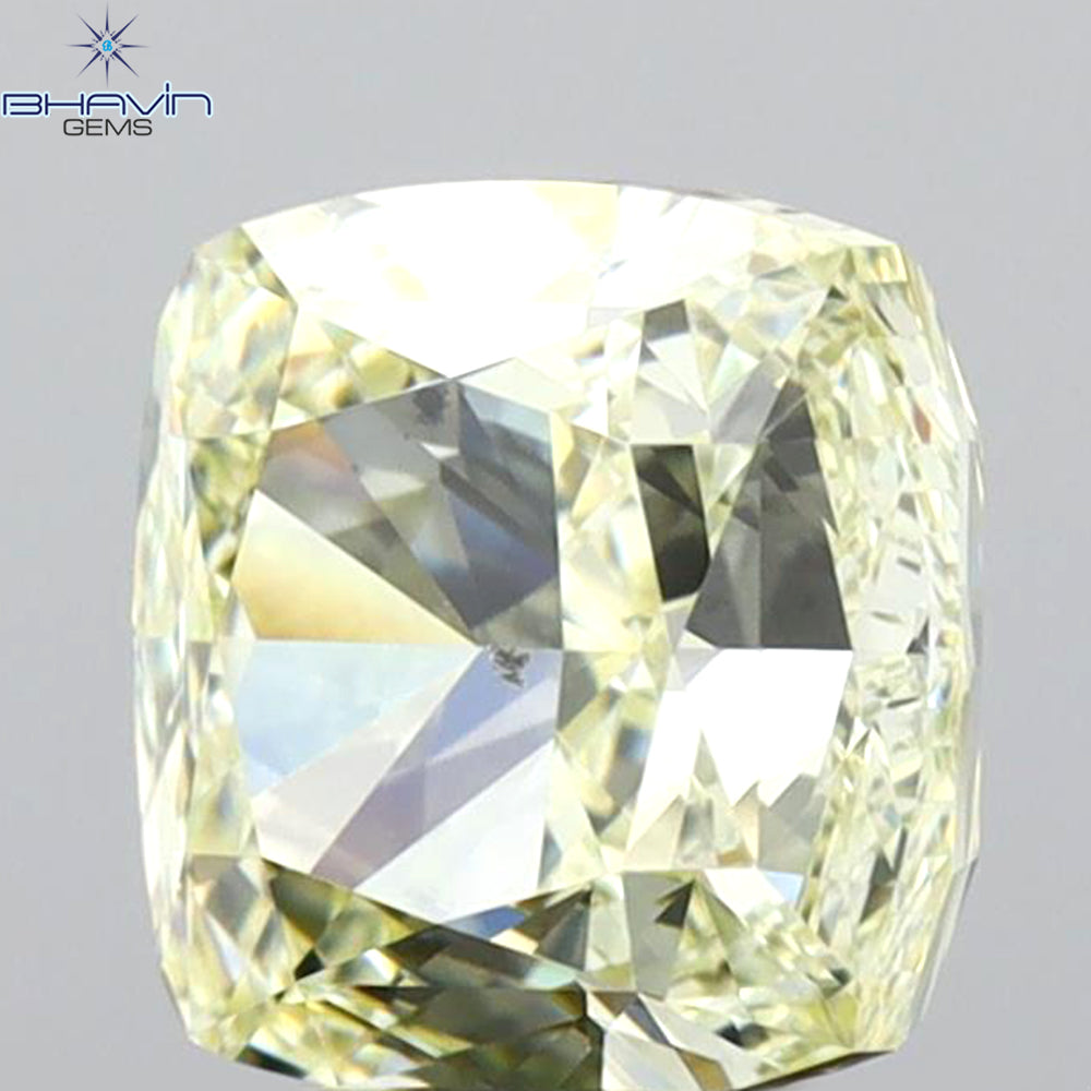 GIA Certified 1.71 CT Cushion Diamond Natural Yellow Color SI1 Clarity (6.38 MM)
