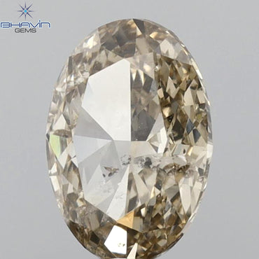 1.02 CT Oval Shape Natural Diamond Brown Color SI2 Clarity (7.36 MM)