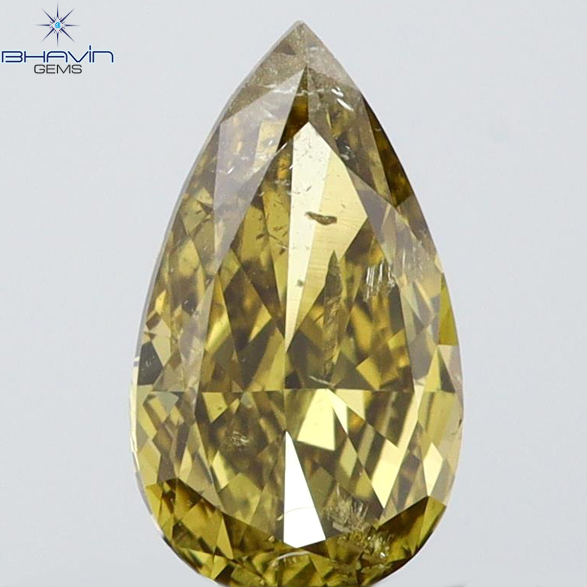 0.35 CT Natural Pear Diamond Green (Chameleon) Color Clarity SI2 (6.28 MM)