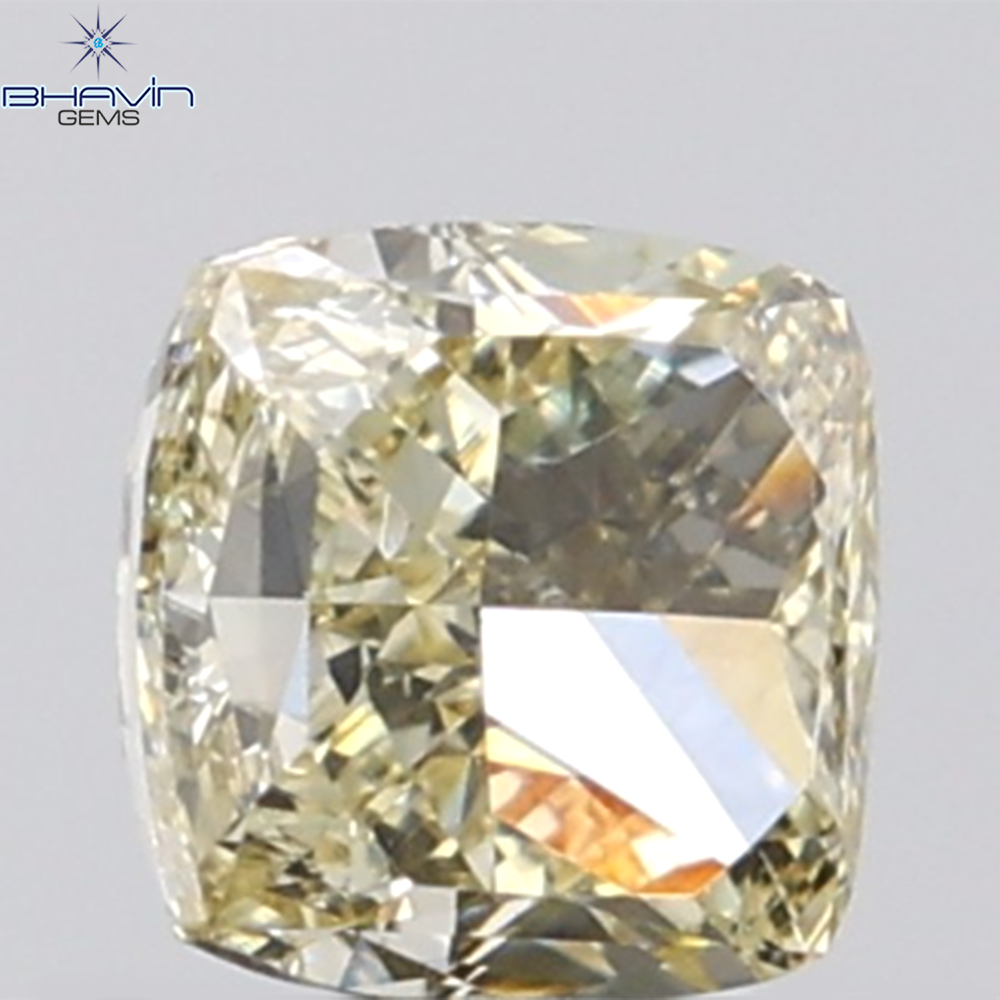 1.02 CT Cushion Diamond Natural Brown Yellow Color VVS1 Clarity (5.25 MM)