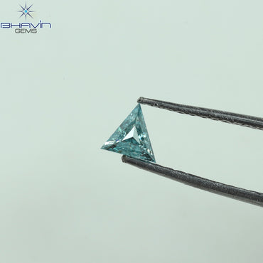 0.19 CT Triangle Shape Natural Diamond Blue Color I2 Clarity (4.64 MM)