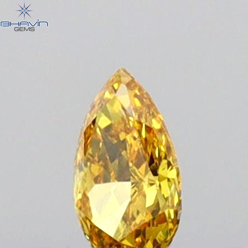 0.08 CT Pear Shape Natural Diamond Orange Color VS1 Clarity (3.76 MM)