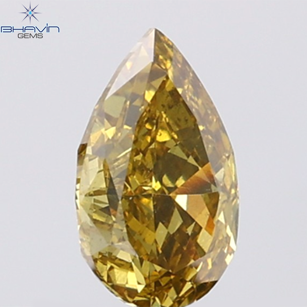 GIA Certified 1.20 CT Pear Diamond Natural Brownish Greenish Yellow Color SI2 Clarity (8.82 MM)