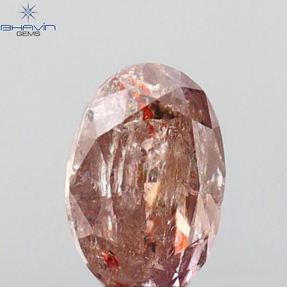 0.38 CT Oval Shape Natural Diamond Pink Color I3 Clarity (5.40 MM)