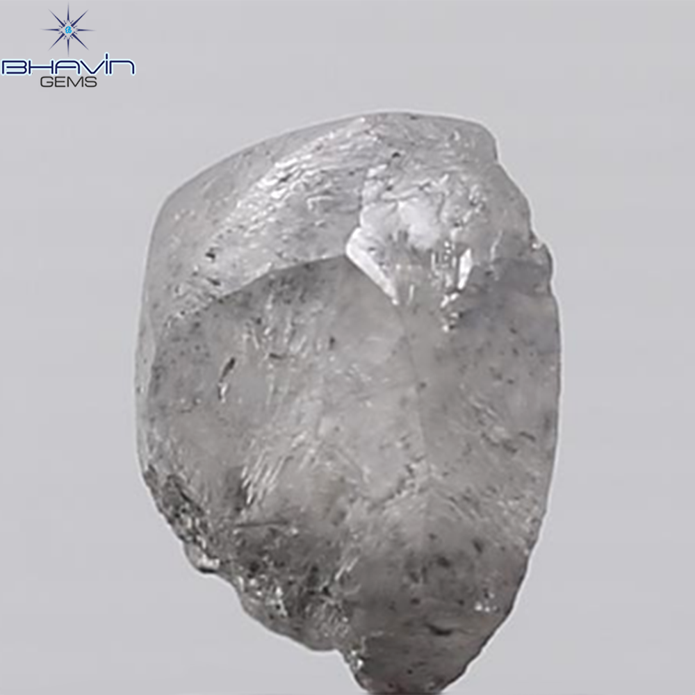 0.44 CT ラフシェイプ ナチュラル ダイヤモンド ブラック グレー (ソルト アンド パッパー) カラー I3 クラリティ (4.95 MM)