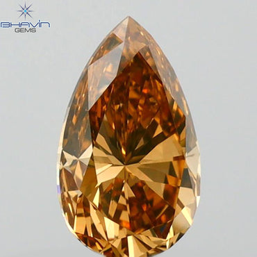 0.55 CT Pear Shape Natural Diamond Brown Pink Color VS2 Clarity (6.87 MM)